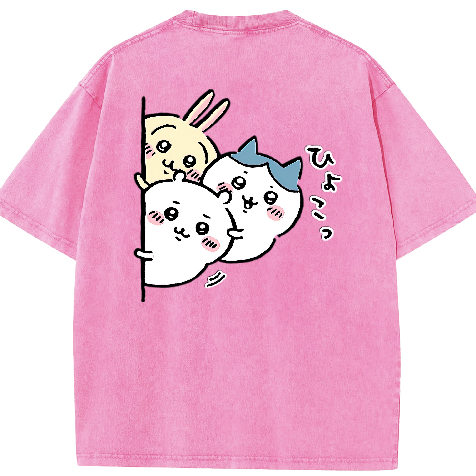 （画像用） ちいかわ うさぎ Chii-kawa usagi 綿100% ヴィンテージ風 半袖Tシャツ（背面プリント）